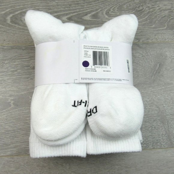 Nike Everyday Plus Dri-Fit Crew Socks White 6 Pack Womens 6-10 / Youth 5Y-7Y NEW - Picture 8 of 9
